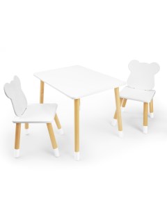 Детский комплект стол и 2 стула Мишка Baby белый береза массив березы мдф 89804 Rolti