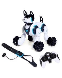 Робот собака Кибер пёс световые и звуковые эффекты работает от аккумулятора цвет белы Nobrand