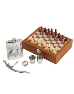 Набор подарочный шахматы фляжка 240 мл воронка штопор 2 стопки фигуры Nobrand