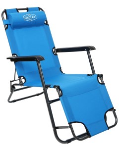 Кресло шезлонг туристическое с подголовником 153 х 60 х 79 см до 100 кг голубой Maclay