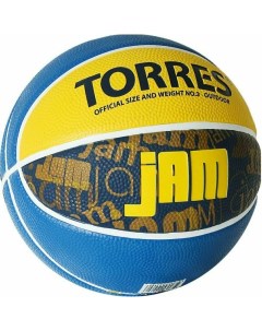 Мяч баскетбольный Jam арт B02043 р 3 резина нейлон корд бут кам син желт г Torres