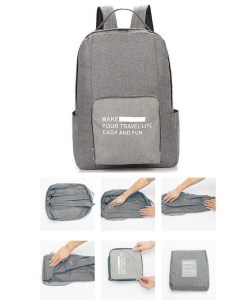 Складной туристический рюкзак New Folding Travel Bag Backpack 20 Цвет Светло серый Nobrand