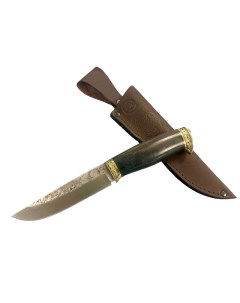 Нож Ястреб кованая 9XC рукоять из ценных пород древесины и мельхиора Мастерская семина
