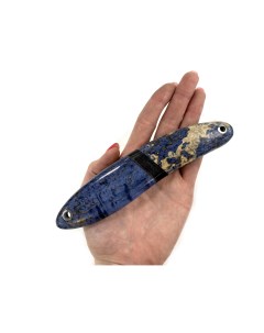 Нож Сковородихин Шейный в деревянных ножнах дамасская сталь стаб карел береза синий Ножевая мастерская сковородихина