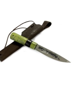 Нож Якутский сталь Х12МФ рукоять стаб карельская береза граб зеленый Русский молот