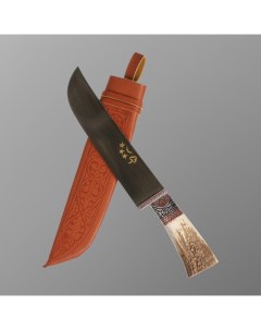 Нож Пчак Шархон Большой шеф косуля широкая рукоять гарда олово гравировка ШХ 15 20 Шафран