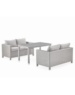 Обеденный комплект плетеной мебели с диванами T256C S59C W85 Latte Afina Nobrand