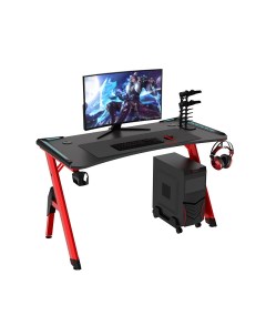 Профессиональный игровой компьютерный стол H1 карбон красный Mega мебель