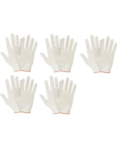Трикотажные перчатки хлопок 5 ти нитка белые 5 пар 10 й класс M 39 41 гр б Кордленд