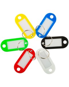 Цветные пластиковые бирки для ключей на кольце 50 шт по 5 см инфо окно 30х15 мм брелоки Nobrand