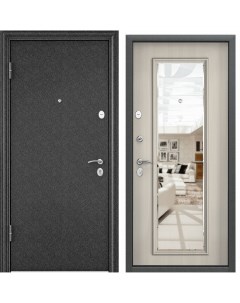 Дверь входная для квартиры металлическая Torex Flat L 950х2050 левый черный зеркало Torex стальные двери