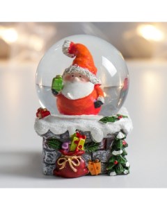 Сувенир полистоун водяной шар Дед Морозик с подарочком на трубе 4 5х4 5х6 5 см 6 шт Nobrand