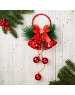 Украшение новогоднее Уютная сказка кольцо колокольчики шарики 16х39 см красный Зимнее волшебство