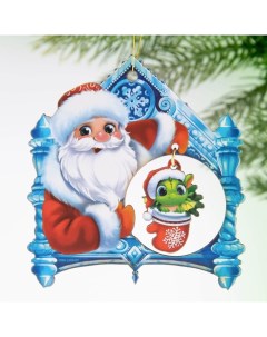 Елочная игрушка Дед мороз 9474351 1 шт синий красный зеленый Зимнее волшебство