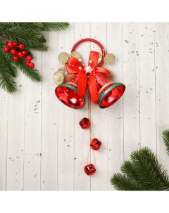 Украшение новогоднее Уютная сказка кольцо колокольчики шарики 13х32 см красно золотой Зимнее волшебство