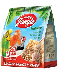 Сухой корм для декоративных птиц 6 шт по 350 г Happy jungle