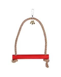 Игрушка для птиц Качели на веревке деревянные красные 12x2x20 см Petstandart