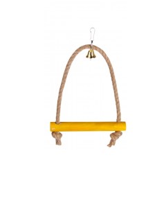 Игрушка для птиц Качели на веревке деревянные желтые 12x2x20 см Petstandart