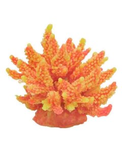 Декорация для аквариума Коралл пластиковый мягкий желто оранжевый 11 5x10x9 см Vitality