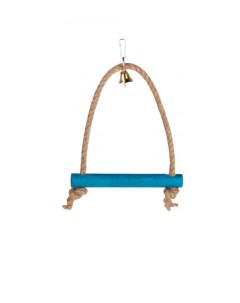 Игрушка для птиц Качели на веревке деревянные синие 12x2x20 см Petstandart