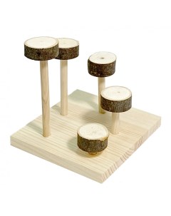 Игровая площадка для грызунов Mushrooms с корой деревянная 11х11 см Petstandart