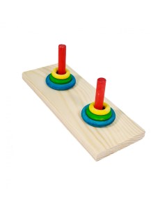 Игрушка для птиц Пирамида двойная с кольцами деревянная 16х6х1 см Petstandart