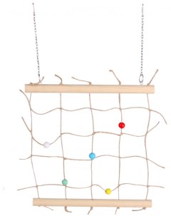 Игрушка для птиц Сетка с бусинами деревянная 22x2x24 см Petstandart
