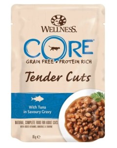 Влажный корм для кошек Tender Cuts из тунца в соусе 85г Wellness core