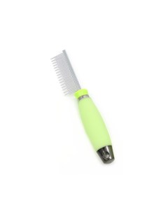 Расческа для животных разнозубая 32 зубца с силиконовой ручкой зеленая 3x20см Pet star