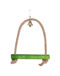 Игрушка для птиц Качели на веревке деревянные зеленые 12x2x20 см Petstandart