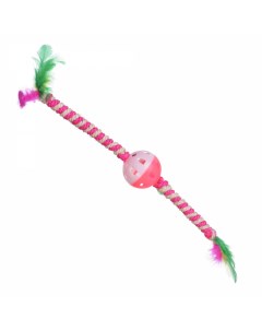 Игрушка для кошек Погремушка на сизалевой палке розовая Грызлик ам