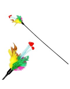 Игрушка для кошек Позитив с перьями и пружинками микс цветов Пижон