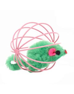 Игрушка для кошек Мышь в шаре 6 см розовая зелёная Пижон