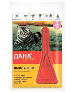 Капли инсектоакарицидные для кошек Дана Ультра масса более 4 кг 0 64 мл Apicenna