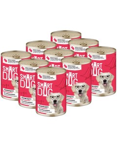 Консервы для собак с кусочками говядины и ягненка в соусе 9шт по 400г Smart dog