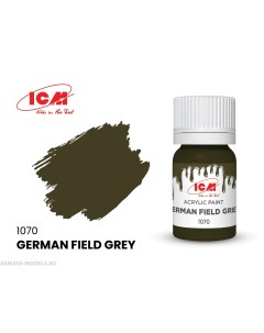 C1070 Краска для творчества 12 мл цвет Немецкий серо зеленыйGerman Field Grey Icm-color