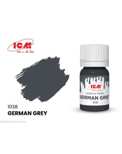 C1038 Краска для творчества 12 мл цвет Немецкий серыйGerman Grey Icm-color