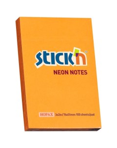 Бумага для заметок Stick n Eco 51x76 мм 70 г м2 100 листов неон оранжевый Hopax