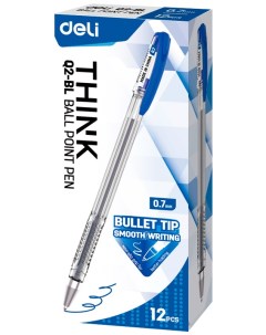 Ручка шариковая Think EQ2 BL 0 7 мм синие чернила 12 шт Deli
