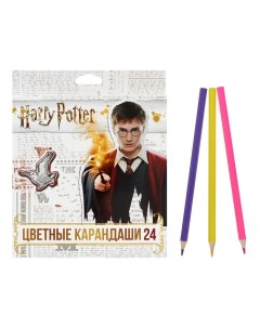 Карандаши цветные 24 цвета Гарри Поттер заточенные картонная коробка европодвес Hatber