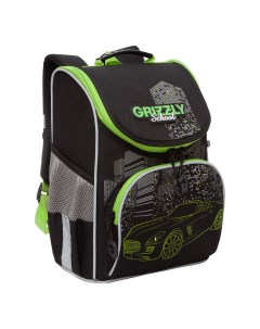 Рюкзак школьный с мешком RAm 385 2 1 черный салатовый Grizzly