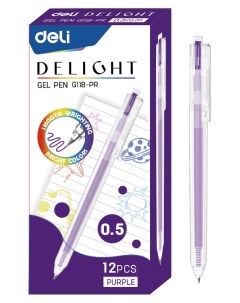 Ручка гелевая ght EG118 PR фиолетовая 0 5 мм 12 шт Deli