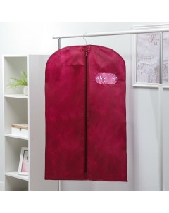 Чехол для одежды с окном 60 100 см спанбонд цвет бордо Nobrand