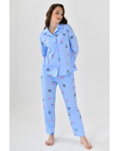 Жен пижама с брюками Волшебство Голубой р 50 Оптима трикотаж