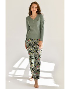 Жен пижама с брюками Мяу Зеленый р 52 Оптима трикотаж