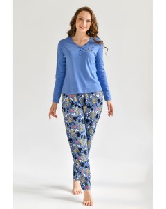Жен пижама с брюками Мяу Голубой р 54 Оптима трикотаж