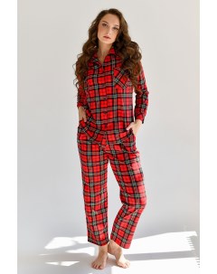 Жен пижама с брюками Комфорт Красный р 52 Оптима трикотаж