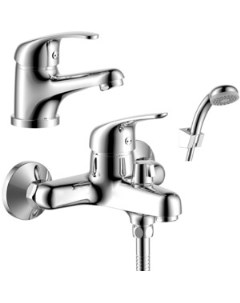 Комплект смесителей Silvermix для раковины и ванны с душем хром Y40 30 Y35 11 Rossinka