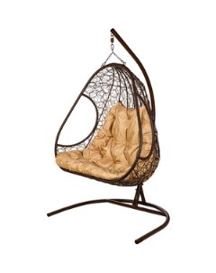Двойное подвесное кресло Primavera brown бежевая подушка Bigarden