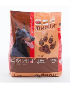 Сухой корм для собак для активных полнорационный 1 кг Дилли